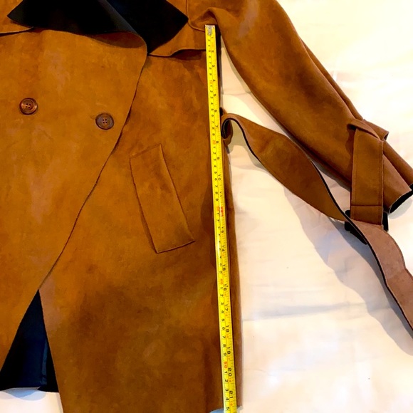 Faux Suede Trench  Coat - Picture 6 of 7